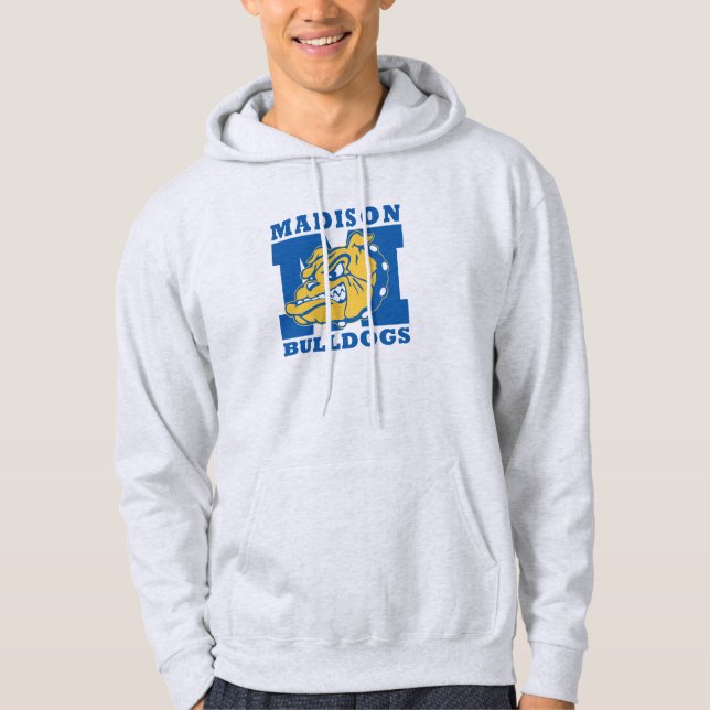 Grå bulldoggHoodie för aska Sweatshirt Med Luva (Framsida)