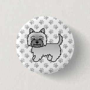 Grå Cairn Terrier Hund Söt Illustration Tassar Knapp