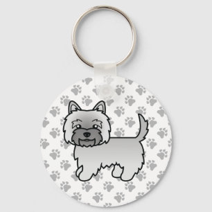 Grå Cairn Terrier Hund Söt Illustration & Tassar Nyckelring