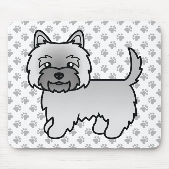 Grå Cairn Terrier Hundillustration & Tassmönster Musmatta (Framsidan)