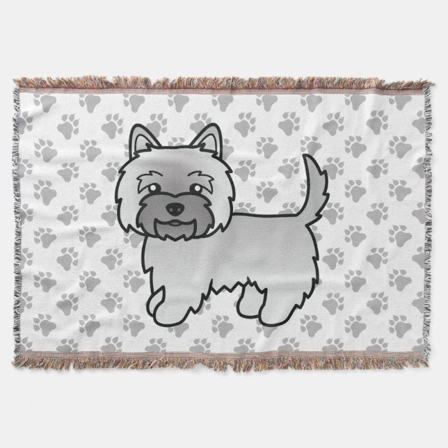 Grå Cairn Terrier Söt Tecknad Hund Filt (Framsidan)