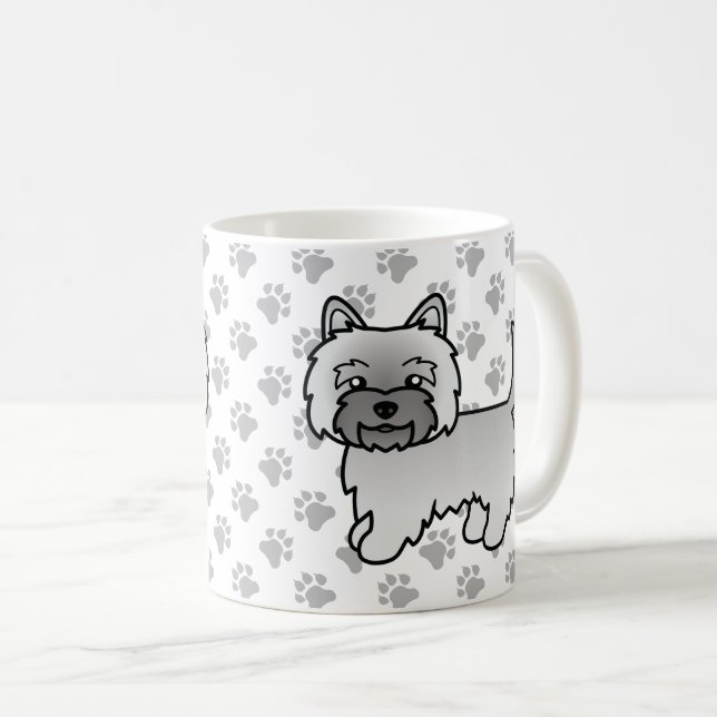 Grå Cairn Terrier Söt Tecknad Hund Kaffemugg (Framsida höger)