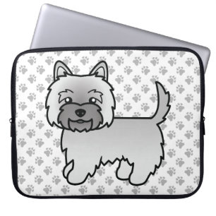 Grå Cairn Terrier Söt Tecknad Hund Laptop Fodral