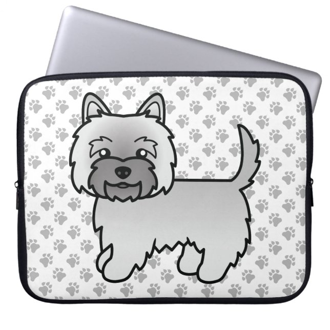Grå Cairn Terrier Söt Tecknad Hund Laptop Fodral (Framsidan)