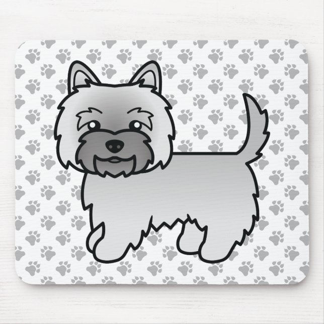 Grå Cairn Terrier Söt Tecknad Hund Musmatta (Framsidan)