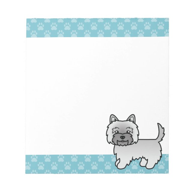 Grå Cairn Terrier Söt Tecknad Hundillustration Anteckningsblock (Framsida)