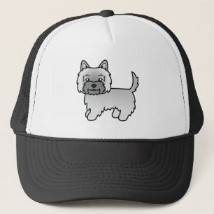 Grå Cairn Terrier Söt Tecknad Hundillustration Truckerkeps