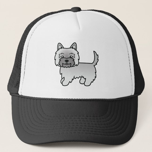 Grå Cairn Terrier Söt Tecknad Hundillustration Truckerkeps (Framsida)