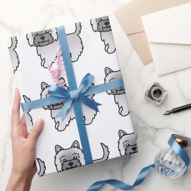 Grå Cairn Terrier Söt Tecknad Hundmönster Presentpapper (Gåvor)