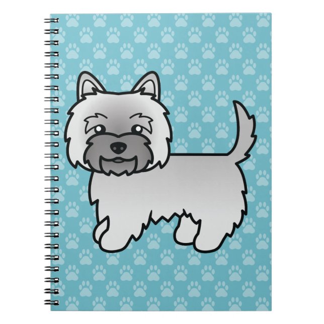 Grå Cairn Terrier Tecknad Hund Illustration Blå Anteckningsbok (Framsidan)