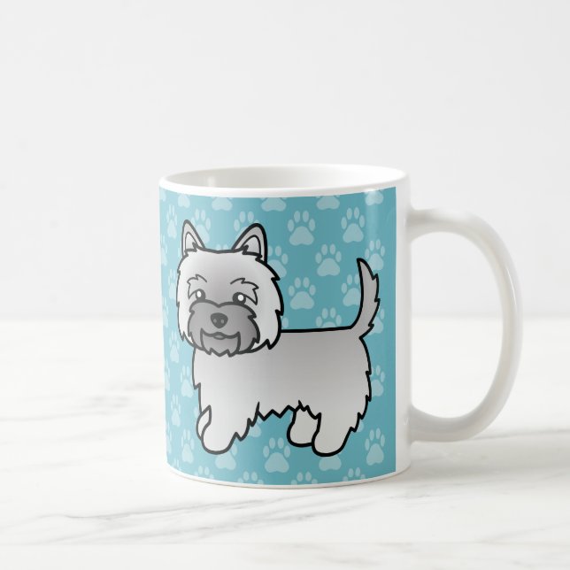 Grå Cairn Terrier Tecknad Hund Illustration Kaffemugg (Höger)