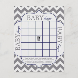 Grå Chevron med Panda Baby Bingo Vykort