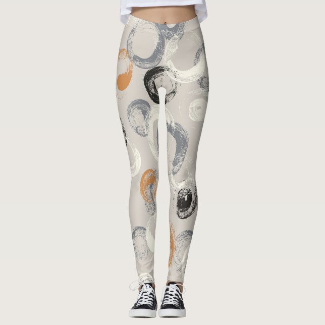 Grå cirklar: Enkel sömlös mönster Leggings (Framsida)