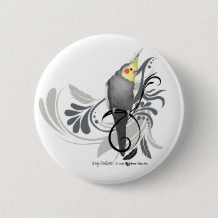 Grå Cockatiel Knapp