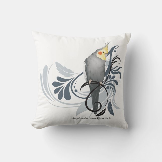 Grå cockatiel kudde (Framsida)
