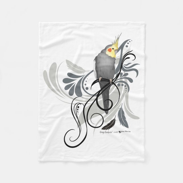 Grå Cockatielfilt Fleecefilt (Framsidan)