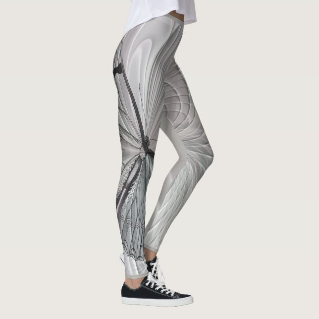 Grå damasker för silver med fjärilsmönster leggings (Höger)