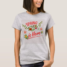 Grå damt-shirt med vårtypografi