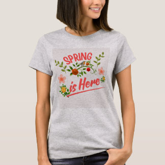 Grå damt-shirt med vårtypografi t shirt