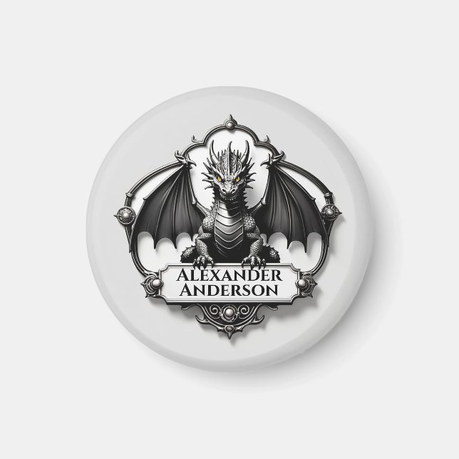Grå Dragon med gula ögon Anpassa  Magnet (Framsidan)