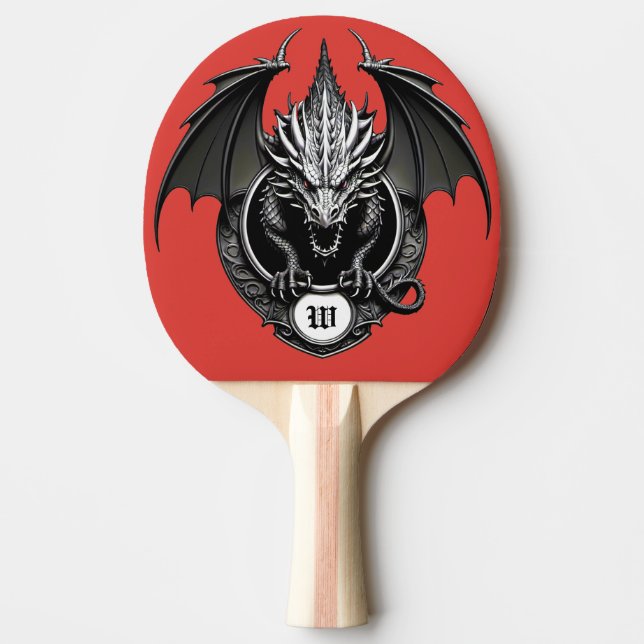 Grå Drakon med Gula Ögon  Pingisracket (Framsidan)