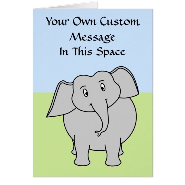 Grå elefant hälsningskort (Framsidan)