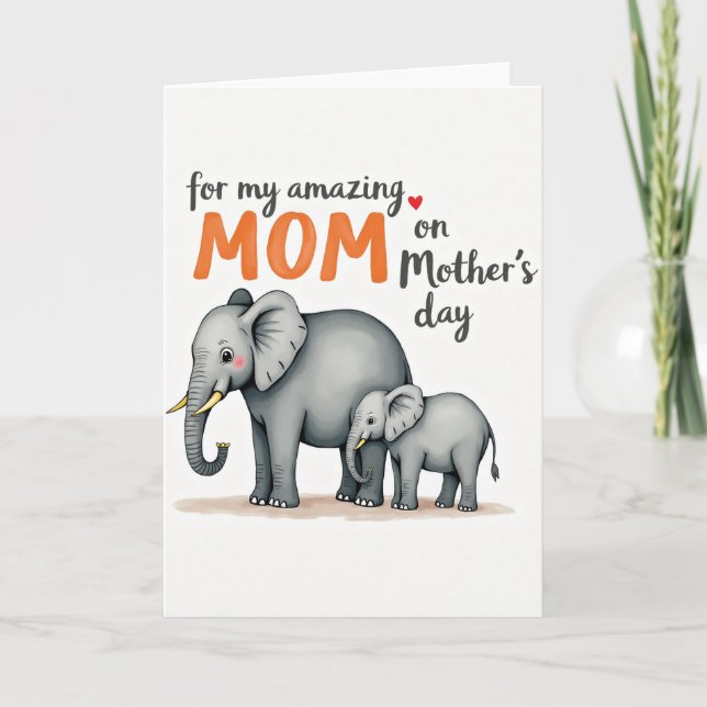 Grå Elefant Ömhet Kort (Framsida)