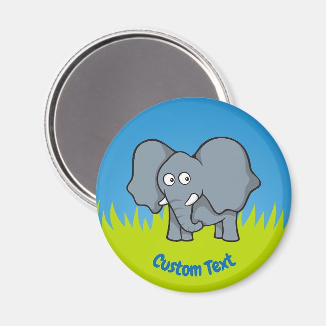 Grå elefant seriefigur magnet (Front/Back)