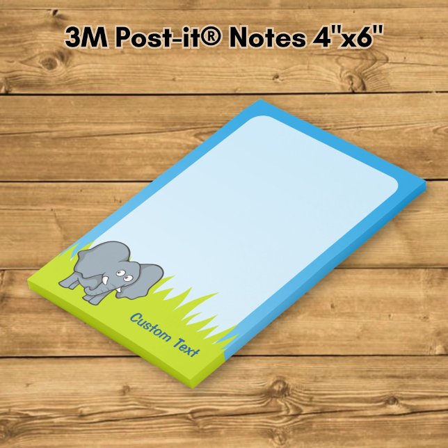 Grå Elefant Tecknad Bild Post-it Block (Skapare uppladdad)