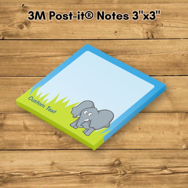 Grå Elefant Tecknad Bild Post-it Block (Skapare uppladdad)