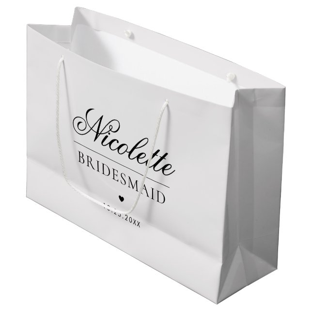 Grå Elegant Brudtärna Namn Hjärtan Bröllop (Framsidan Vinklad)