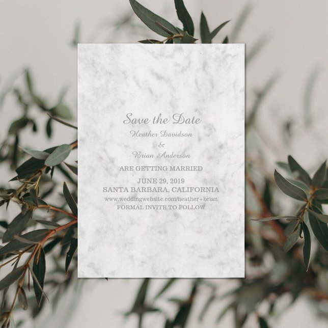 Grå Elegant Marmor Save the Date-inbjudan Inbjudningar (Skapare uppladdad)