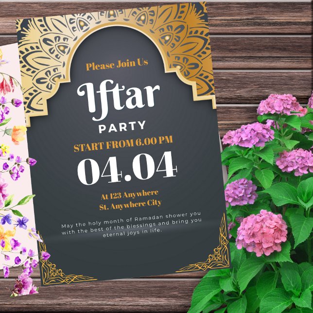 Grå Elegant Ramadhan Iftar-festlighetsinbjudan Inbjudningar (Skapare uppladdad)