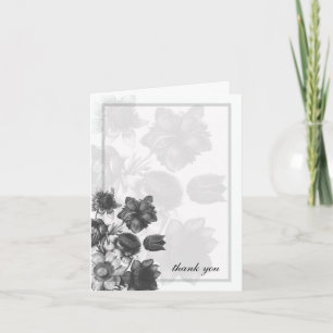 Grå Eleganta Blommiga Bröllopskort Tack Kort