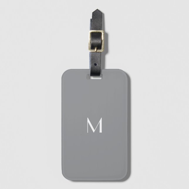 grå eller valfri färg - lägg till monogram bagagebricka (Framsida vertikal)