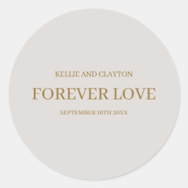 Grå Enkel Bröllop Klassisk Rund Klistermärke