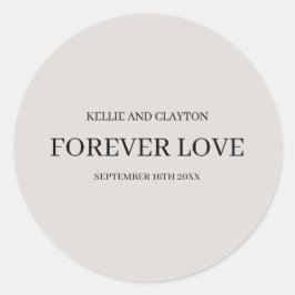 Grå Enkel Bröllop Klassisk Rund Klistermarke Runt Klistermärke
