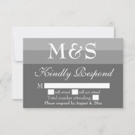 Grå Enkel Modern Skrift Bröllops RSVP-kort Tack Kort