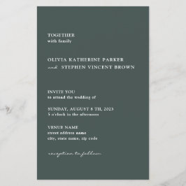 Grå enkel typografi modern bröllopsinbjudan flygblad