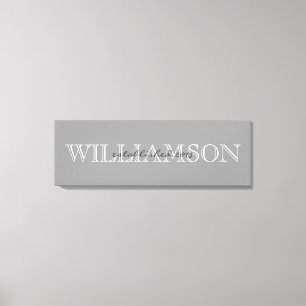 Grå familjenamn Monogram Skylt