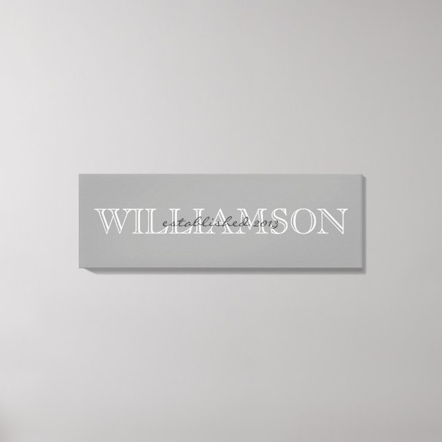Grå familjenamn Monogram Skylt (Framsida)