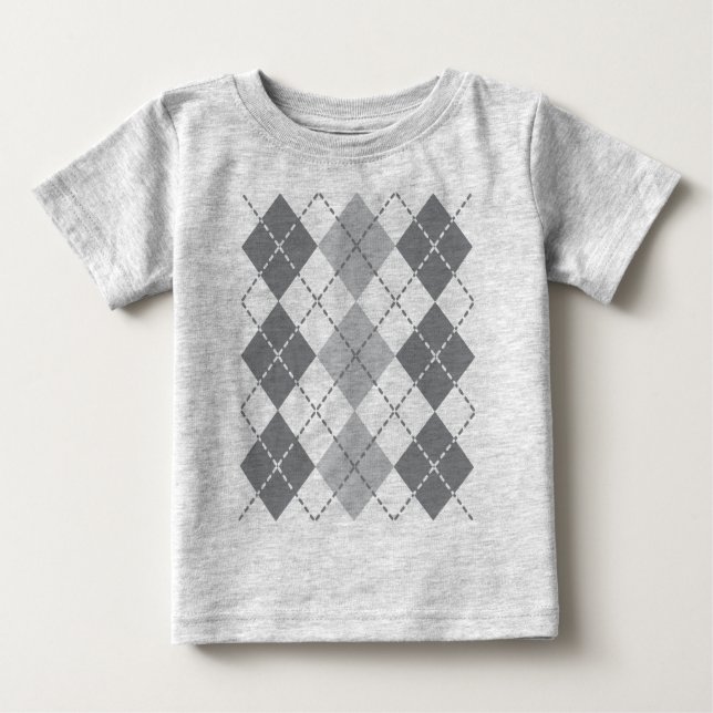 Grå färg Argyle Tee Shirt (Framsida)