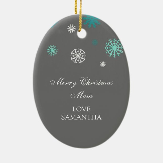 Grå färg för Aqua för prydnad för fotogod julmamma Julgransprydnad Keramik (Baksidan)