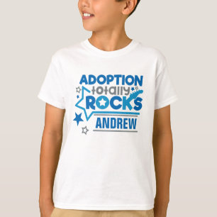 Grå färg för blått för personligadoptionstena t shirt