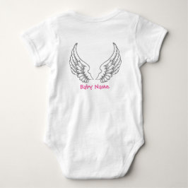 Grå färg för Bodysuit för namn för ängelvingarbaby T-shirt