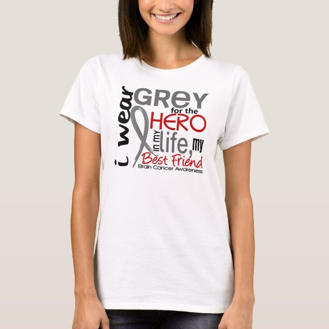 Grå färg för min för bästa vänhjärna för hjälte 2 tee shirt (Framsida)