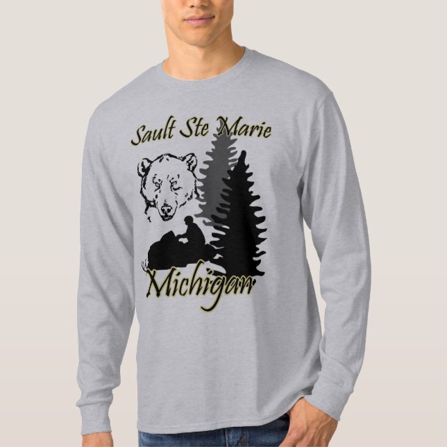 Grå färg för Sault Ste Marie Michigan Tee Shirt (Framsida)