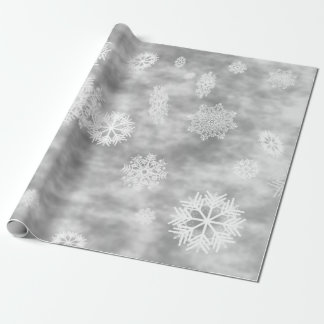 Grå färg för snöflingornedgångsilver presentpapper