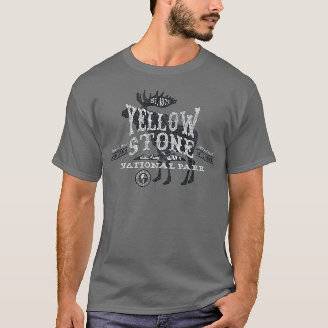 Grå färg för T-tröja för Yellowstone Tröja (Framsida)