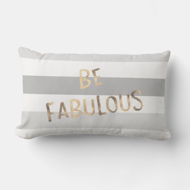 Grå färg görar randig guld är sagolik lumbarkudde (Framsida)